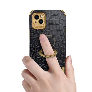 Nouvelle entreprise de luxe en cuir Crocodile Texture Téléphone avec support de bague magnétique pour iPhone 13 12 Pro Max XS XR 6 Plus Cois de protection