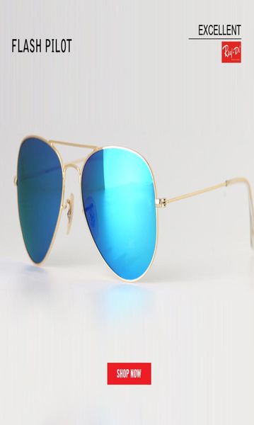 Nuevas marcas clásicas de lujo para mujeres con lente de vidrio de vidrio Aviación Gafas de sol Mercury 58 mm 62 Mirror Oculos Gafas Accessorie7823608