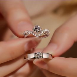 Nieuwe luxe klassieke zes klauw set diamanten ring platina imitatie Moissanite voorstel diamanten ring fabriek directe verkoop