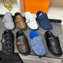 Nuevo Lujo Acogedor Confort Zueco Zapatilla Diseñadores Panamá Easy Mule Sandalia Hombres Mujeres Sandalias planas Mulas de cuero Correa ajustable Diapositivas Baotou zapatillas Tamaño 35-45