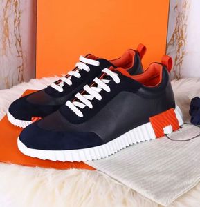 Nouveau design de luxe pour hommes rebondissants chaussures de sneaker Calfskin Suede en daim de chèvre légère