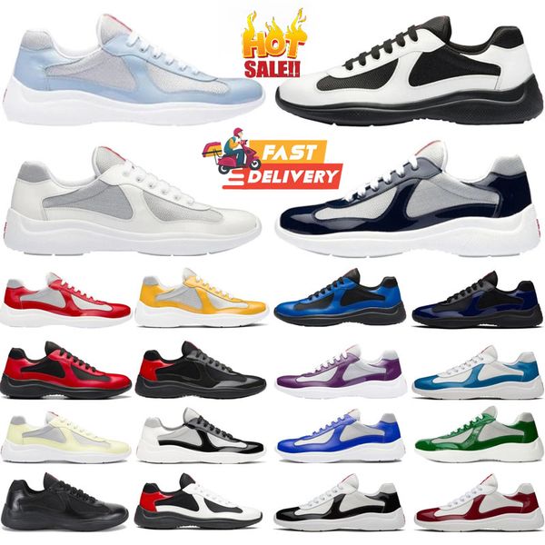 Nuevo diseñador de lujo Americas Cup Men Casual Runner Women Sports Lowakers Spites Shoes Men Black White White Suelle Fabrica de cuero de cuero de cuero al por mayor de descuento