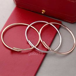 Nieuwe Luxe Designer Armband 3mm Dunnere Nagel Mode Unisex Manchet Paar Bangle Goud Stalen Sieraden Valentijnsdag Cadeau 38HC