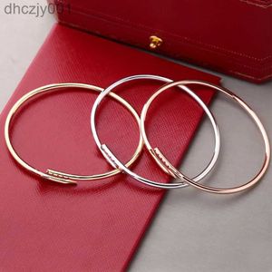 Nouveau bracelet de créateur de luxe 3 mm mince clou de mode unisexe couple couple bracelet or titane en acier bijoux de la Saint-Valentin cadeau o8c6