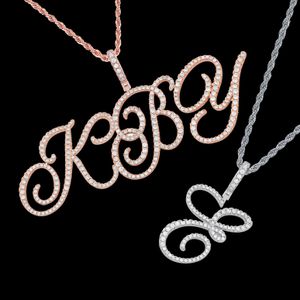 Nieuwe gepersonaliseerde kubieke zirkonia A-Z eerste brief aangepaste naam hanger ketting iced out 1gold plated hiphop diy sieraden voor mannen vrouwen