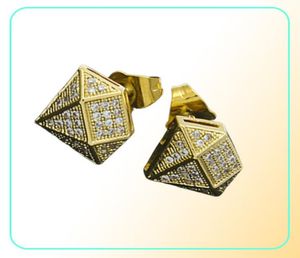 Nieuwe Luxe Designer Sieraden Heren Oorbellen 18K Goud en Wit Goud Prinses Geslepen Diamant Oorknopjes Hip Hop CZ Zirconia Fas6139347