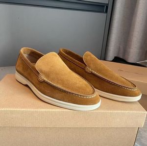 Nouveau Designer de luxe Chaussures décontractées pour hommes LP mocassins plats bas en daim Cuir de vache LoroPiana Mocassins été promenade confort mocassins sans lacet mocassins en caoutchouc 39-46