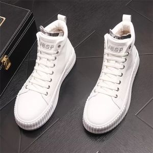 Nieuwe luxe designer mannen witte laarzen hoge toppen en lage schoenen causale loafers platte platform prom schoen mocassins rock punk boord voor man sportschoenen