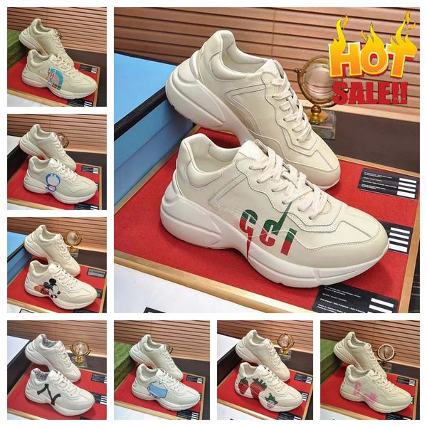 Nuevo diseñador de lujo Rhyton Shoes Multicolor Gicci Sneakers para hombres Trainers Vintage Chaussures Platform Strawberry