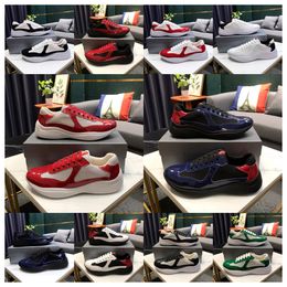 Nuevos zapatos de diseño de lujo zapatillas para hombres zapatillas América taza de cuero de cuero bajo encaje de cuero negro de color verde amarillo de moda redonda deportiva zapatilla casual