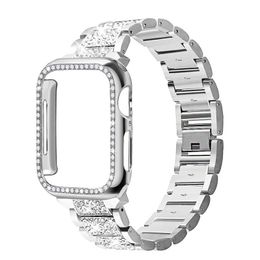 nieuwe luxe diamanten armband gevallen slimme bandjes voor apple watch 8 iwatch serie polsband 7 6 5 1 2 3 4 38mm 40mm 42mm 44mm 41mm 45mm band roestvrij stalen band