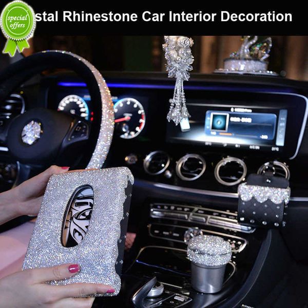 Nouveau luxe diamant cristal voiture volant couvre pour filles femmes strass cendrier boîte à mouchoirs voiture intérieur décor accessoires