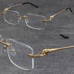 Nouveau luxe diamant coupe lentille métal sans monture cadres 028O concepteur presbyte lunettes homme femme 18 carats or 001 argent myope optique cadres taille: 57-20-140mm