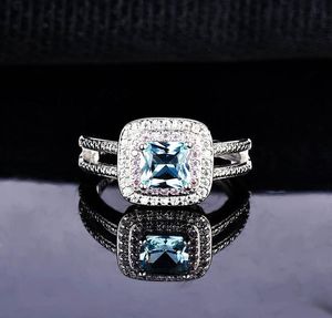 Nieuwe luxe diamanten topaas zeeblauwe zirkoonring verlovingsring openingsring5273831