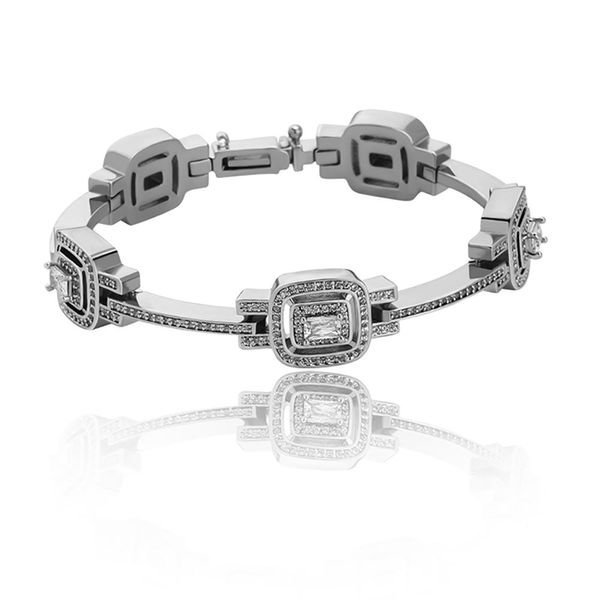 Nouveau Luxe Mode Baguette Bracelet Glacé CZ Cubique Zircone Haute Qualité Hip Hop Punk Style Bracelet Bracelet Bracelets Bijoux Pour Femmes