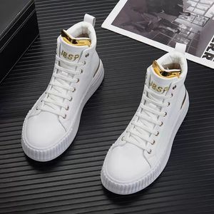 Nieuwe luxe modeontwerper heren borduurschoenen witte high tops platform causale flats mocassins hiphop punk rock sneakers dqmmv