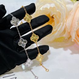 Nieuwe luxe bloem klaver ontwerper hanger ketting armband oorbellen gouden vergulde roestvrijstalen klaver sieraden set voor dames kerstcadeau