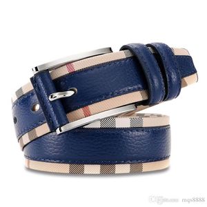 Nouvelle ceinture de cuir authentique de luxe pour hommes et femmes Boucle de broche de mode Bordeau à carreaux de haute qualité