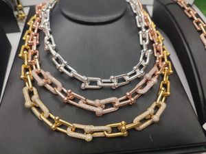 Nueva cadena de astilla de oro de lujo para mujer colgante largo 41 45 50 60 cm collar de diseñador joyería pulsera collares conjunto de compromiso para mujeres niñas pareja caja de fiesta de boda