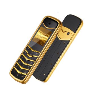 Nouveaux téléphones portables de luxe Golden Signature double carte SIM GSM téléphone portable Mini corps en acier inoxydable MP3 caméra métal céramique dos 8800 téléphone portable
