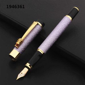 New Luxury High Quality Frosted Purple Colour Dragon Business Office Fountain Pen Student School Stationery Supplies Ink Pens