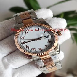 Nieuwe luxe hoge kwaliteit vrouwen horloge 36MM 116231 Datejust witte wijzerplaat romeinse cijfers 18K Rose Gold Saffier Automatische Heren Watch306D