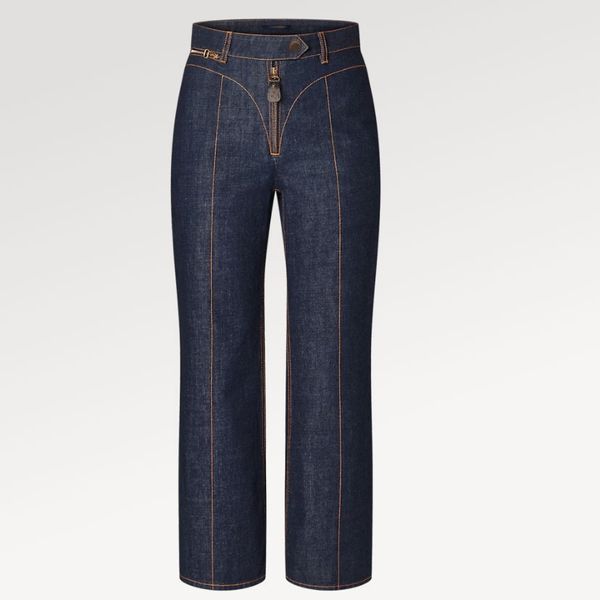 Nouveau jean de luxe pour femme site officiel américain léger luxe haut niveau bleu profond neuf points jean femme printemps été automne pantalon droit ample mince 1ABBPO