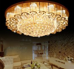 NOUVELLES lampes de plafonniers en cristal de luxe avec puces LED lampes à fleurs circulaires pour l'éclairage d'ingénierie d'hôtel de foyer LLFA