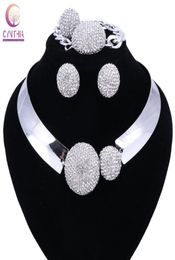 Nuevo lujo Maxi mujeres Bijoux joyería cristal declaración aleación collares Collar gargantilla babero colgantes conjunto de joyería Collar Ring2480195