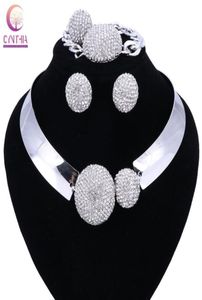 Nieuwe Luxe Maxi Vrouwen Bijoux Sieraden Kristal Verklaring Legering Kettingen Kraag Choker Bib Hangers Sieraden Set Ketting Ring2480195