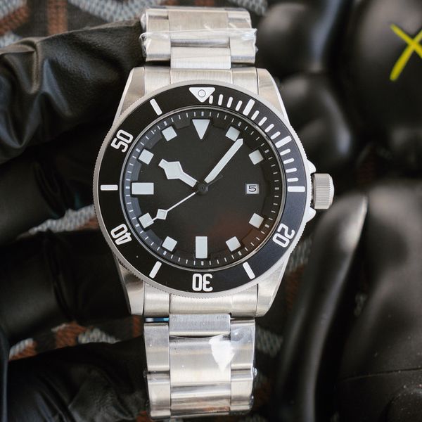 Nuevo reloj mecánico automático de lujo para hombre, 43 mm, esfera negra, azul y roja, correa de acero inoxidable, montre de luxe 01