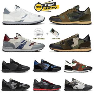 Nouveau créateur de luxe pour hommes Valenti Chaussures de course camouflage chaussure décontractée tissu en maille noire toile divisé en cuir plate-forme baskets extérieurs Trainers Taille 38-45