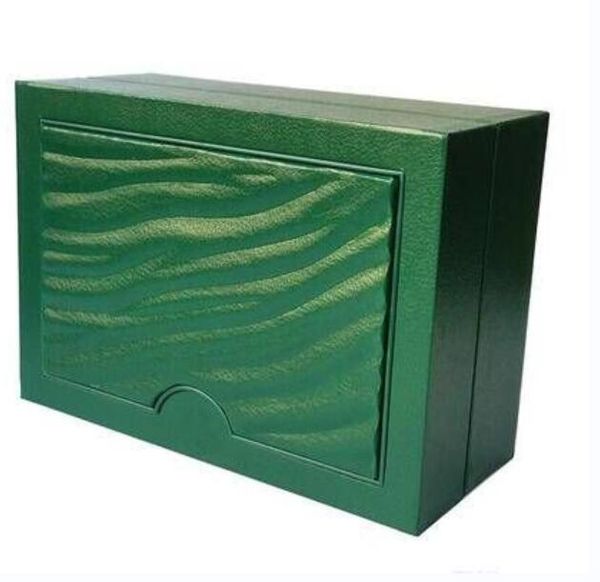 Caja de lujo para hombre Marca original Cajas verdes Papeles Relojes Tarjeta de folleto Regalo para hombre Hombres Mujeres Cajas de reloj