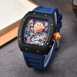 Nieuwe luxe heren horloges kwarts Chronograph Swiss Mens polshorloge Night Glow Out Hip Hop Rubber Strap Sport Men kijken mannelijke horloges