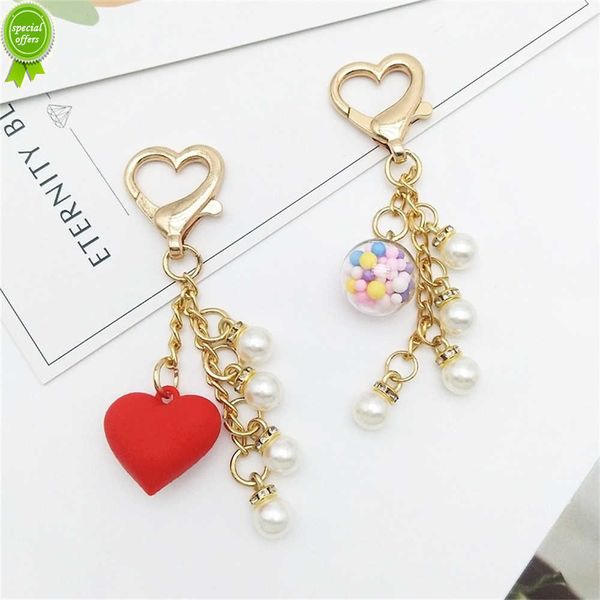 Nouveau luxe perle gland porte-clés mode amour coeur pendentif pour femmes sac ornements voiture porte-clés accessoires créatif bricolage porte-clés