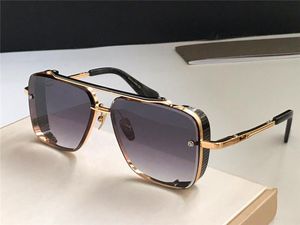 Novos óculos de sol populares TOP edição limitada SEIS óculos de sol masculinos K gold retro frame quadrado lente de corte de cristal com grade destacável