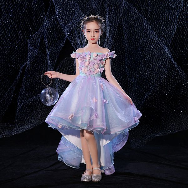 Nouveau luxe princesse robes de bal mariage Tutu robe pour filles fête fleur fille robes sans épaule enfants soirée bal robes