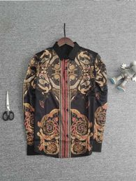 Nieuwe luxe shirtontwerper Fashion Slim Fit met lange mouwen Polo Brand Designer Shirt Crocodile Skin Gedrukte Twist Button ShirtPPPPPPPPPPPPPPPPPPPPPPELIJK