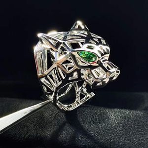 Nieuwe luxe gladde panthere ring vintage grote size holle luipaardring voor unisex dames mannen punk feest groene ogen panter sieraden