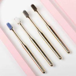 new Luxury Soft Toothbrush Men Women Adult Tooth Brush Electroplate Gold Color Dental Brushes Toothbrushes Customizable Wholesale for luxury