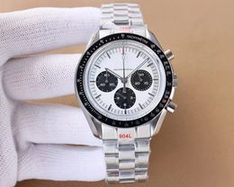 Nieuwe luxe sportheren horloge Zwitsers VK kwarts chronograafbeweging saffier kristal licht waterbestendige polshorloge roestvrijstalen kast