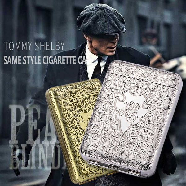 Nouveau luxe Vintage gravé étui à cigarettes Shelby conteneur porte-poche boîte de rangement cadeau pour hommes GWZ7