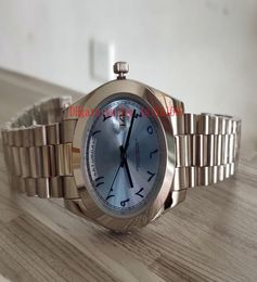 Nouvelles montres de luxe 228206 Platinum 40 mm Daydate 218206 Ice bleu arabe rare cadran automatique mode automatique Men039s Regarder pliage mecha3539984