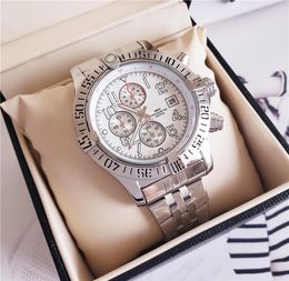 Nouvelles montres de luxe 445 mm Ocean Racer A1338012 Black Dial Vk Quartz Chronograph travaillant en acier inoxydable Men039s sur les bracelets BA8218302