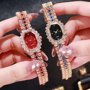 Nieuwe Luxe Horloges Voor Vrouwen Vol Diamanten Dames Horloge Armband Vierkante Strass Vrouwelijke Sterrenhemel Polshorloge Mode Clock2520