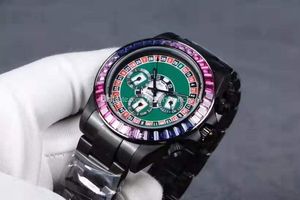 Nouveau Montres de luxe de haute qualité noir arc-en-temps cosmique Diamond cadran Graffiti automatique mécanique en acier inoxydable maître Montres-bracelets