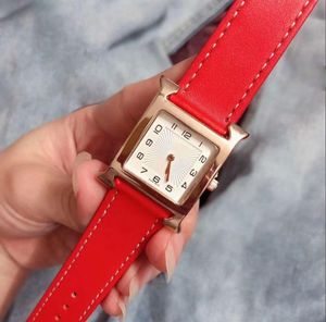 Nouvelles femmes de luxe Square Watch Red Leather Ladies Fashion Quartz montres habit les wemens créateurs de bracelets Montre Femme Relo2026883