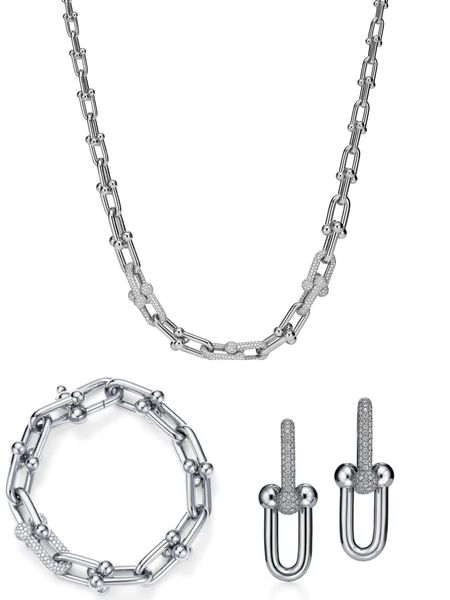 Nouveau pendentif de luxe pour femmes long 45 50 60 cm collier de créateur bracelet colliers changement de matériel en fer à cheval ensemble pour femmes filles hommes couple mode fête de mariage cool