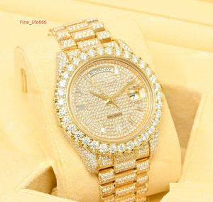 Nieuw luxe polshorloge voor heren Bling Watch Collection Moissanite VVS Kwaliteit horlogeglas Wit roestvrij staal rond analoog