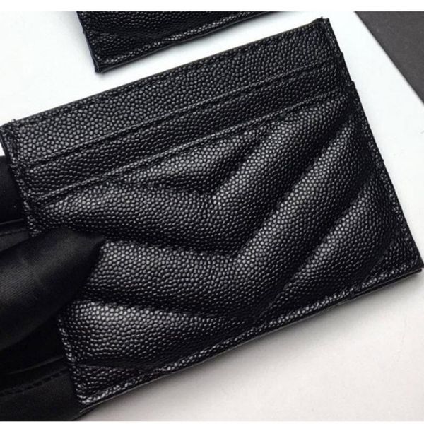 Nouveaux concepteurs de luxurys porteurs de carte mode caviar femme mini couleur pure en cuir véritable texture de galets sacs de portefeuille noir avec boîte 2537